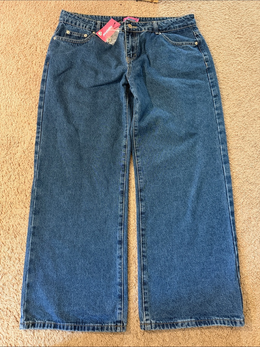 Edikted Women's Dark Blue Baggy Jeans